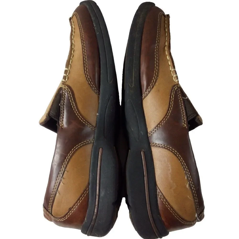 Croft & Barrow Two Tone Brown Leather Slip-On Casual Loafer Shoes Size 9.5M